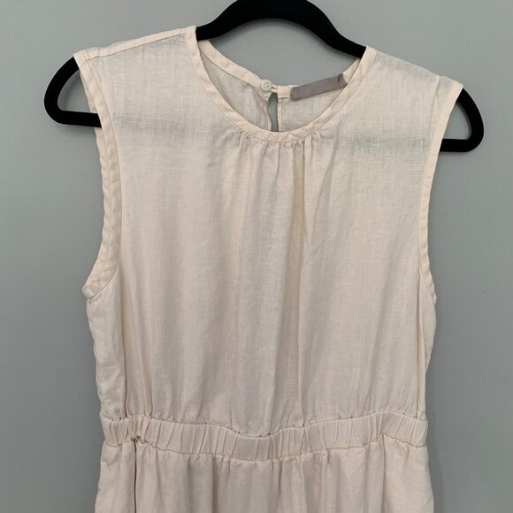 Everlane neutral beige 100% linen peek open back midi length lined dress - Picture 3 of 12